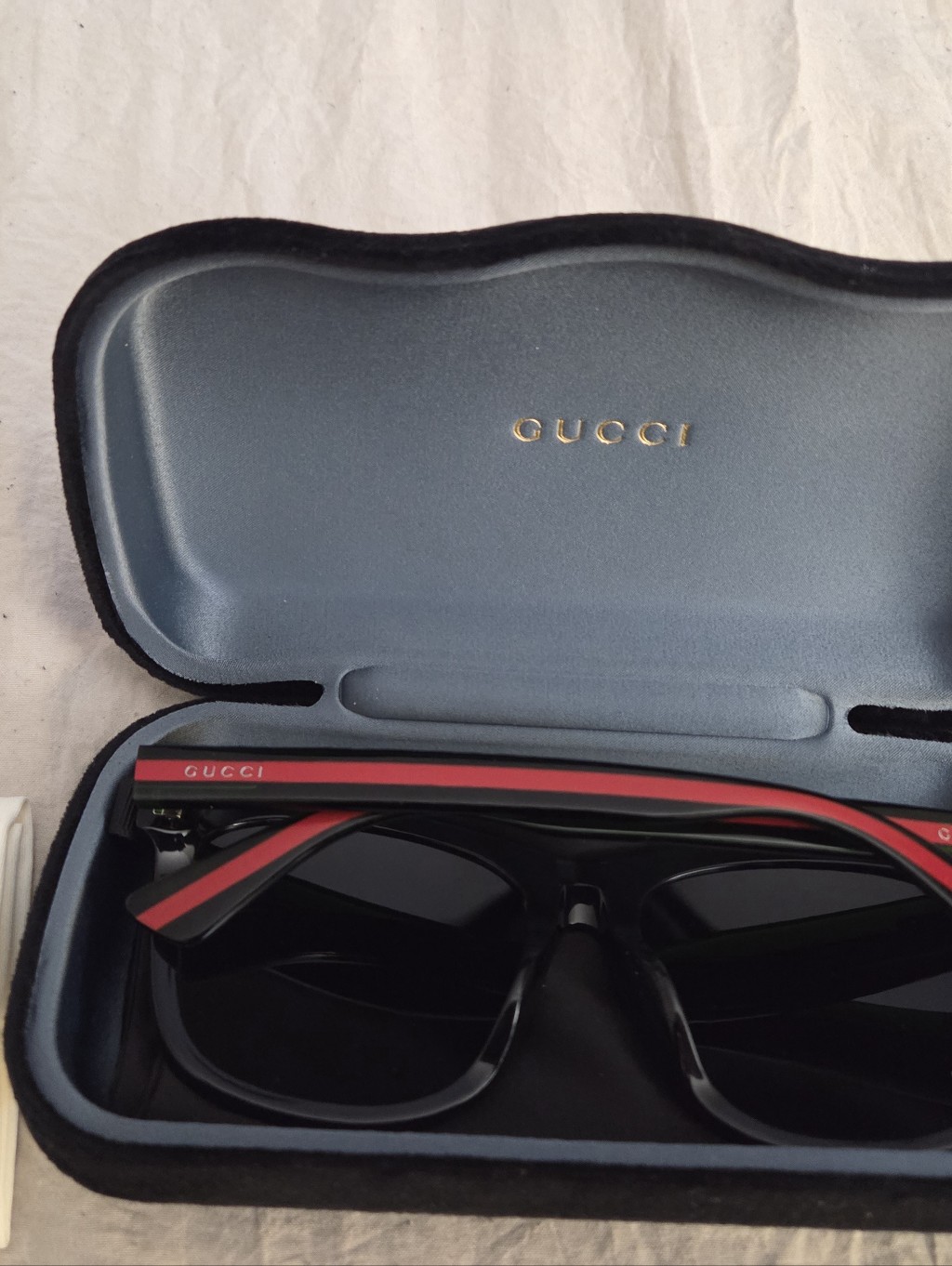Gucci Men’s Black Sunglasses With Red Accent